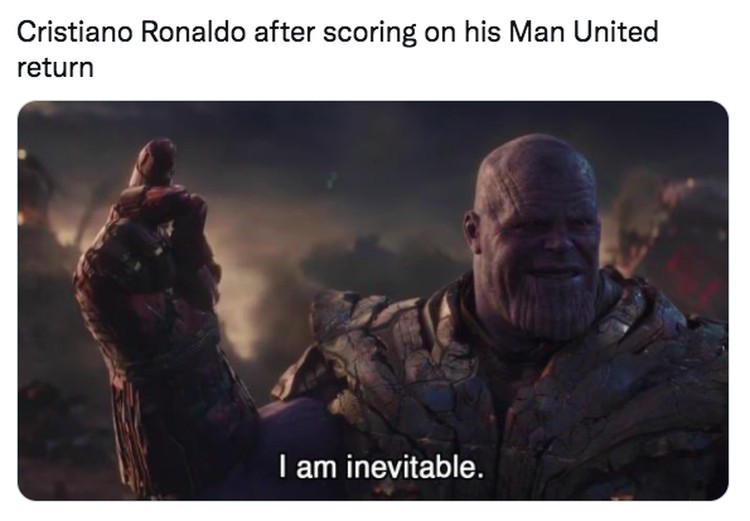 Meme Ronaldo Perkasa Usai Tampil Perdana bersama Manchester United