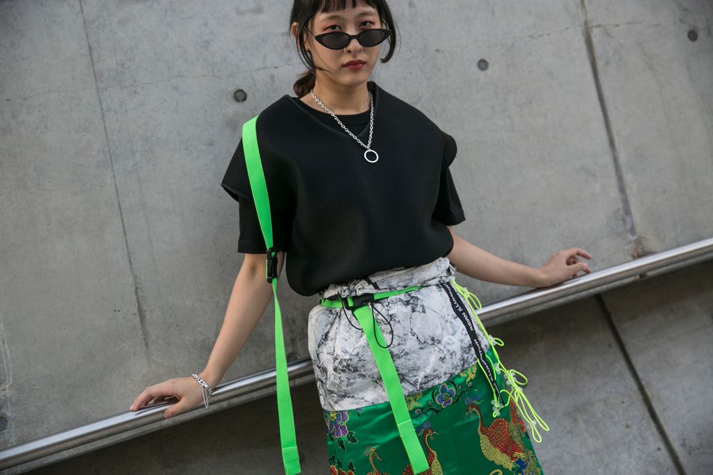 BANGKOK, THAILAND - NOVEMBER 17: Aomsin wearing a pair of handmaid trousers from Maotok Mai poses on day two of the Maho Rasop Festival 2019 on November 17, 2019 in Bangkok, Thailand. (Photo by Jack Taylor/Getty Images)