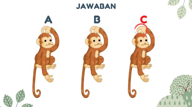 Perbedaannya hanya pada garis yang membentuk kepalan tangan si monyet. Bisa dilihat?