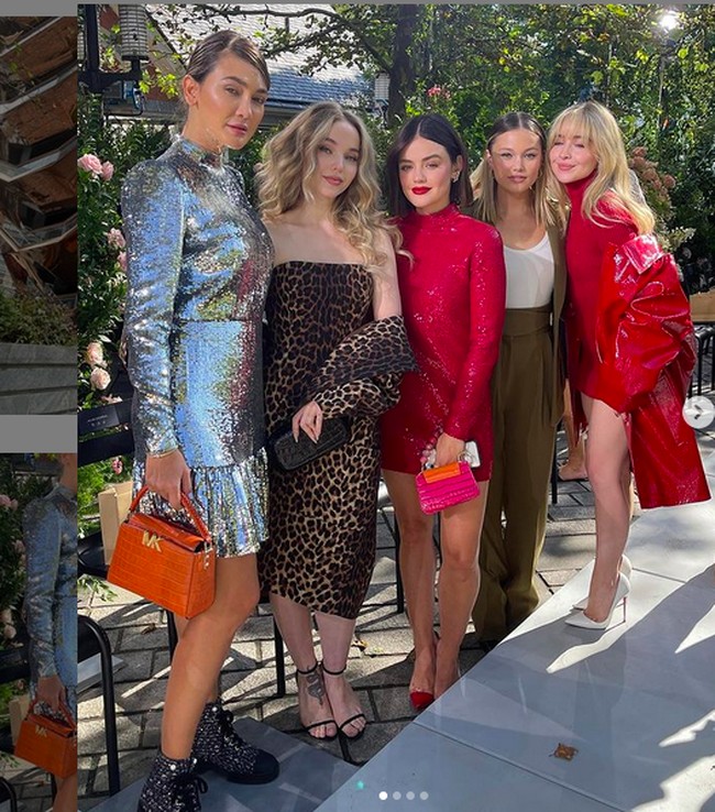 Luna Maya juga berkesempatan menyambangi fashion show Michael Kors. Hadir dalam balutan dress sequin metalik dan boots, mantan kekasih Reino Barack ini sempat berfoto bersama sejumlah selebriti Hollywood seperti penyanyi Sabrina Carpenter, aktris Olivia Holt, Lucy Hale, dan bintang Disney Dove Cameron(Foto: Instagram/@lunamaya)