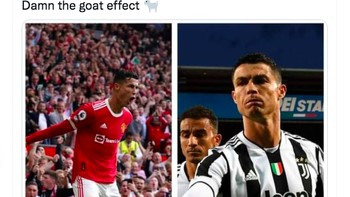 Komentator di Italia bercanda bahwa tidak ada tanda-tanda Juventus akan menyamakan kedudukan atas Napoli kecuali Ronaldo kembali dari Manchester ke Turin. Foto: Twitter