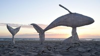 Patung-patung yang dipajang dalam rangka Swell Sculpture Festiva yang menjadi pameran seni tahunan.  Foto: Getty Images/Matt Roberts