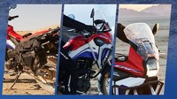 Tampang dari CRF190L ini mengingatkan dengan wajah sang kakak, CRF1000L Africa Twin. Terlihat dari desain ala rally raid dengan penggunaan setang lebar dan tinggi, model jok tandem, hingga windshield yang bisa diatur ketinggiannya. Foto: Sundiro Honda