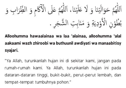 Doa Ketika Turun Hujan Sesuai Sunnah Rasulullah SAW dalam Arab dan Latin