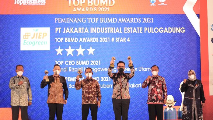 JIEP Raih Penghargaan TOP BUMD Award 2021 TOP BUMD Award 2021 telah sukses digelar. PT Jakarta Industrial Estate Pulogadung (JIEP) meraih 3 penghargaan.