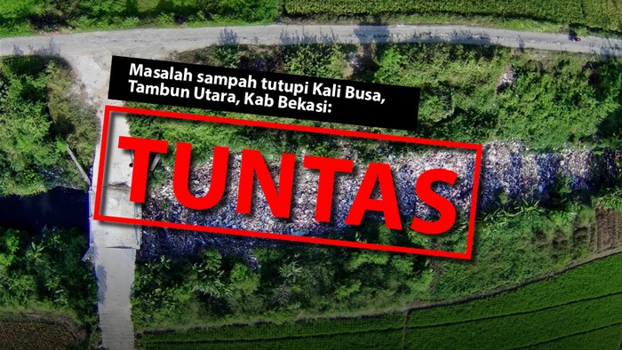 Masalah sampah tutupi badan sungai di Kali Busa sudah tuntas. (Repro Tim Infografis detikcom dari foto karya Fakhry Hermansyah-Antara Foto)