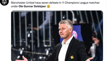 Banyak kritikan juga ditujukan pada Ole yang payah menangani MU di Liga Champion. Foto: Twitter
