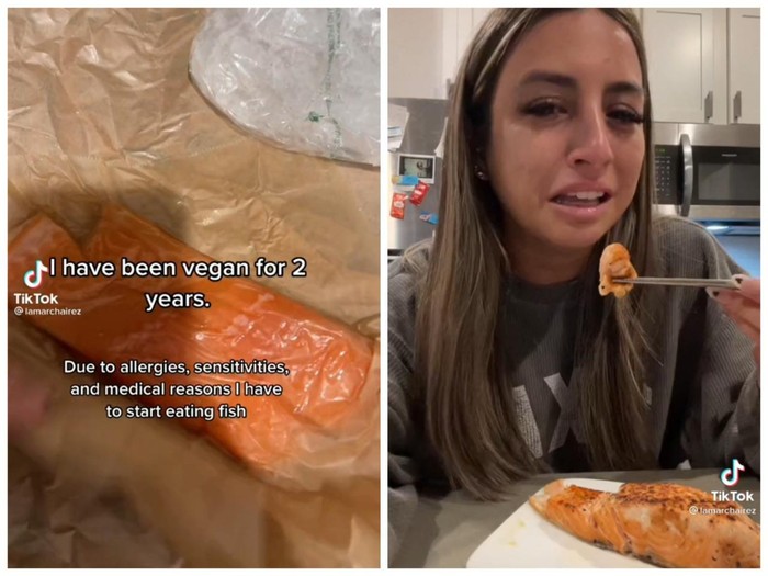 Vegan Makan Salmon Terpaksa Makan Ikan, Wanita Vegan Ini Nangis karena Merasa Bersalah