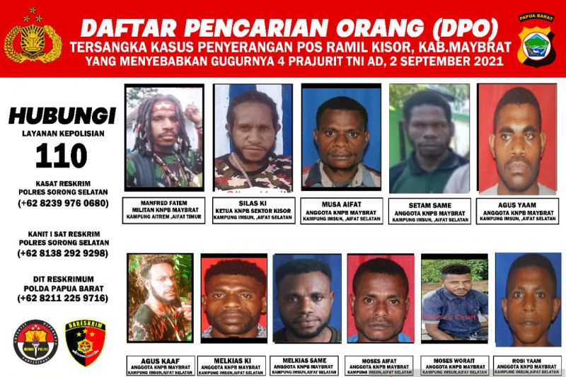 Wajah DPO kelompok KNPB Maybrat penyerang Posramil Kisor (ANTARA/HO-Polda Papua Barat)