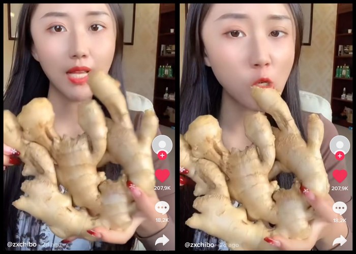 Gokil! TikToker Ini Ngemil Jahe Mentah, Netizen: Kentutnya Jadi Aromatherapy