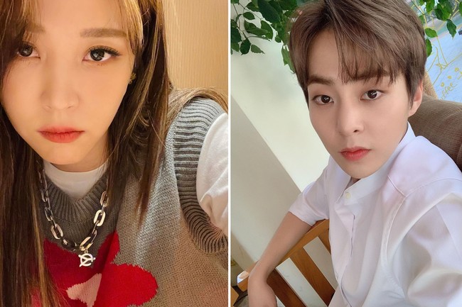 Tak sedikit penggemar yang menilai Moonbyul MAMAMOO sebagai versi wanita Xiumin EXO. Saat tampil dalam program televisi Weekly Idol, Moonbyul mengakui kemiripannya dengan Xiumin EXO saat menampilkan ekspresi wajah tertentu. Foto: dok Instagram mo_onbyul, dok Instagram @E_XIU_O