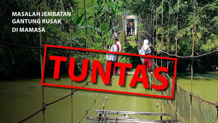 Masalah jembatan gantung Mamasa yang dulu rusak kini tuntas. (Repro Tim Infografis detikcom)