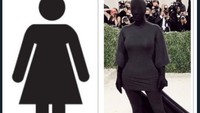 Ada yang bikin meme penampilan Kim Kardashian di Met Gala seperti gambar yang sering kita lihat di pintu masuk kamar kecil di mal ini. (Foto: dok. Tangkapan layar Twitter)