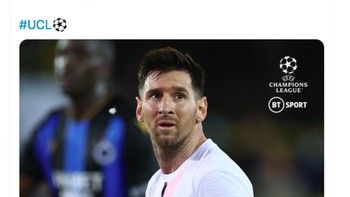 Namun Messi, Neymar dan Mbappe melempem. Skor 1-1 lawan Club Brugge dan gol PSG pun tidak dicetak salah satu dari mereka. Foto: Twitter