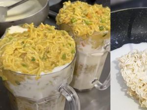 Penistaan Mie Instan Terbaru, Disajikan di Gelas Pakai Susu Kental Manis
