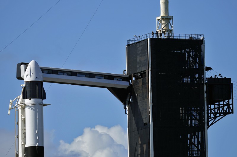 In this Aug. 8, 2021 photo provided by John Kraus, from left, Chris Sembroski, Sian Proctor, Jared Isaacman and Hayley Arceneaux stand for a photo in Bozeman, Mont., during a 