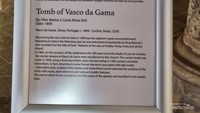 Papan informasi tentang pemindahan makam Vasco da Gama dari India ke Belem Lisabon