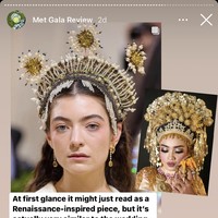 Sepintas, bentuknya seperti terinspirasi era Renaissance, tapi lebih mirip dengan hiasan kepala para pengantin di Asia Tenggara, khususnya Indonesia. Ada risiko orang-orang akan salah menginterpretasikannya, tulis @diet_prada dengan menyertakan beberapa foto pengantin Indonesia dengan siger khas Sunda dan Minang. (Foto: Instagram/@diet_prada)