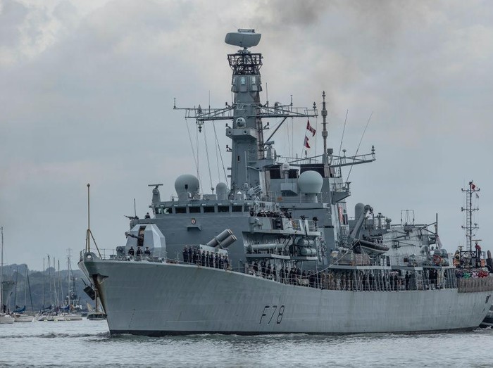 ROSYTH, SCOTLAND - SEPTEMBER 19: The second of the new Royal Navy aircraft carrier HMS Prince of Wales departs from Rosyth dockyard on September 19, 2019 in Rosyth, Scotland. The vessel will sit at anchor in the River Forth for around 3-5 days following departure from the dockyard to complete a period of consolidation training before putting to sea for trials. (Photo by Jeff J Mitchell/Getty Images)