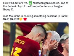 AS Roma Mengerikan, Mourinho Disanjung Netizen