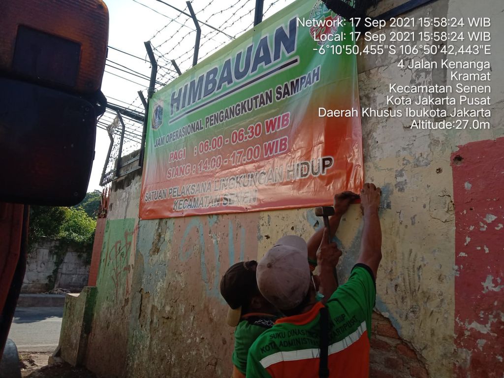 Penanganan sampah Jl Kenanga, Kramat, Jakpus, 17 September 2021. (Dok Pemkot Jakpus)