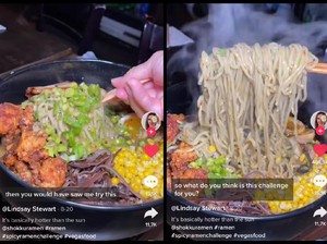 Berani Coba? Tantangan Makan Ramen Super Pedas dengan Topping Segunung