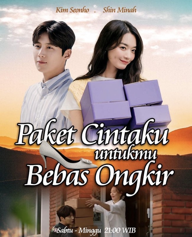 “Pakeeet.” Hong Banjang sampai haus karena bolak-balik kirim paket ke rumah Yoon Hye Jin. Namun, letihnya terbayar dengan senyuman dokter gigi itu. Foto: dok. Instagram hometownchachacha