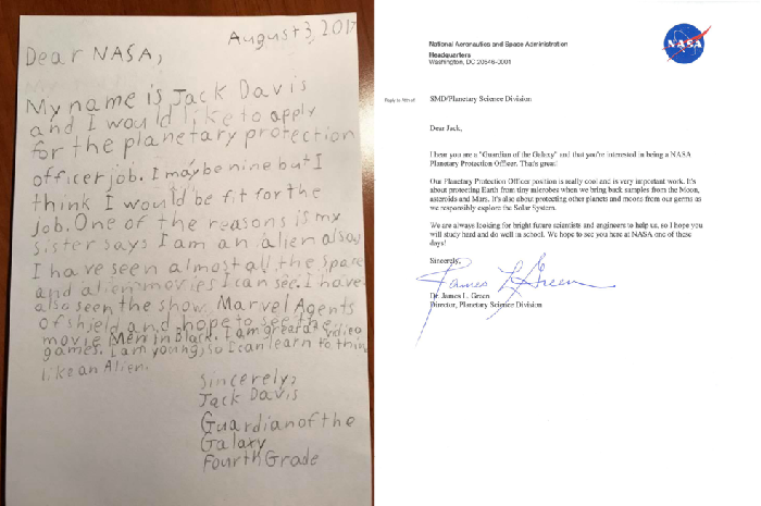 Surat Lamaran Siswa 4 SD ke NASA