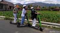 Para penyewa tersebut kebanyakan tahu adanya skuter dari media sosial. Tarif sewa skuter ini sangat terjangkau sekali. Untuk harga sewa itu Rp 10.000 per 15 menit. Kalau 30 menit ya Rp 20.000 per unitnya. (Eko Susanto/detikTravel)