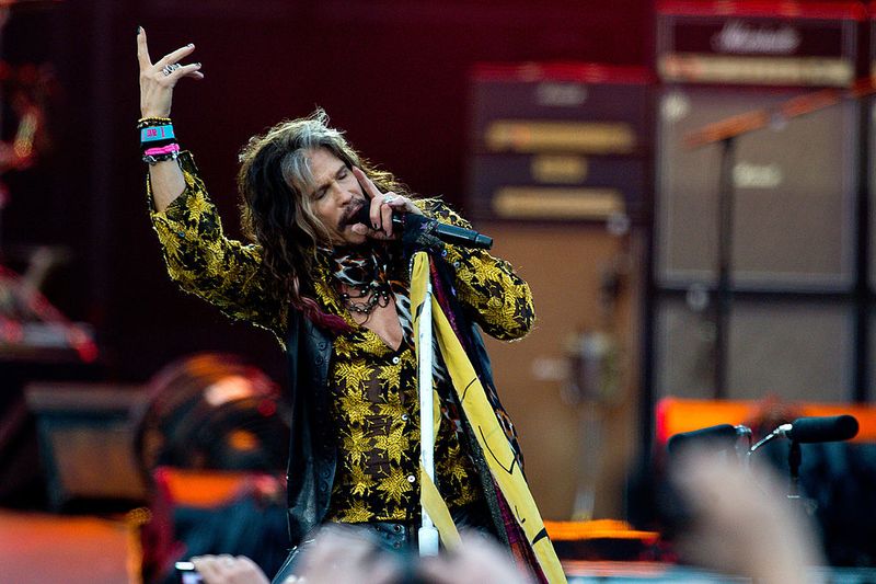 LONDON, ENGLAND - JUNE 28:  Steven Tyler of Aerosmith performs on Day 1 of the Calling Festival at Clapham Common on June 28, 2014 in London, England.  (Photo by Ben A. Pruchnie/Getty Images)
