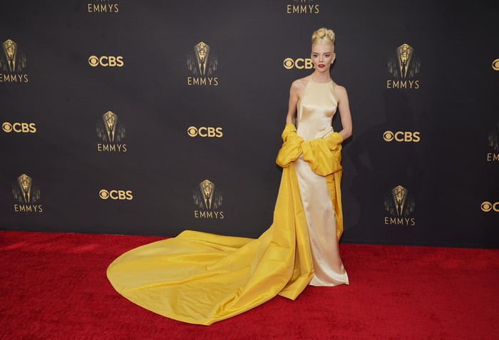 Anya Taylor-Joy arrives at the 73rd Primetime Emmy Awards on Sunday, Sept. 19, 2021, at L.A. Live in Los Angeles. (AP Photo/Chris Pizzello)