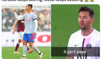 Ronaldo terus mencetak gol dan Messi terus debut tanpa gol. Foto: Twitter