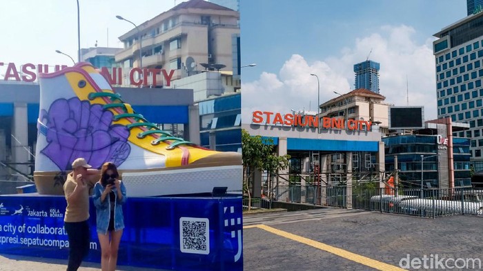 Sempat Dicorat-coret, Tugu Sepatu di Sudirman Kini Menghilang Tugu sepatu yang berada di Jalan Sudirman, Jakarta, sempat menjadi sasaran vandalisme. Kini, instalasi tersebut tampak menghilang dari kawasan Sudirman.