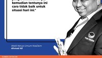 Wakil Ketua Umum NasDem Ahmad Ali membela Anies. Dia mengatakan di situasi pandemi COVID-19 tak selayaknya membangun narasi permusuhan.
