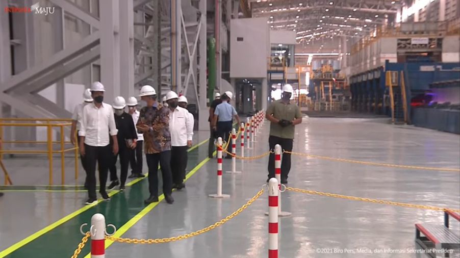 foto/ Peresmian Pabrik Industri Baja PT. Krakatau Steel (persero) Tbk, Kota Cilegon, 21 September 2021/ Youtu: Setpres