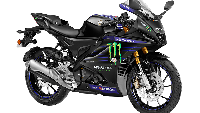 Yamaha India juga menyediakan opsi warna ala motor MotoGP Yamaha M1. Yamaha R15M dengan livery ala Monster Energy Yamaha MotoGP Edition ini tampilannya garang karena didominasi warna hitam pekat dan biru tua. Foto: Dok. Yamaha India