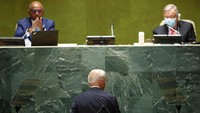 Dia menyerukan semua pemimpin dunia untuk bekerja bersama dalam memerangi pandemi virus Corona (COVID-19) yang merajalela, perubahan iklim global dan ancaman siber. AP Photo/Eduardo Munoz.