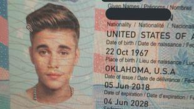 Paspor palsu pakai foto Justin Bieber