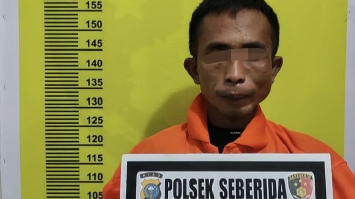 Pelaku setelah diamankan di Polsek Siberida