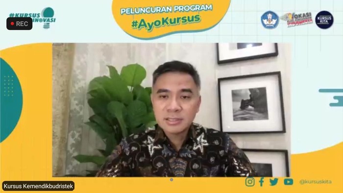 Wikan Sakarinto dalam acara peluncuran Program Ayo Kursus, Rabu (22/9/2021).