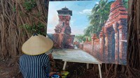 Lukisan Menara Kudus yang paling lama merupakan suasana pada tahun 1936.  Foto: Dian Utoro Aji/detikcom