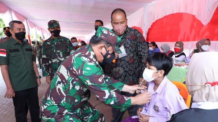 Panglima TNI Marsekal Hadi Tjahjanto meninjau serbuan vaksin COVID-19 di Riau