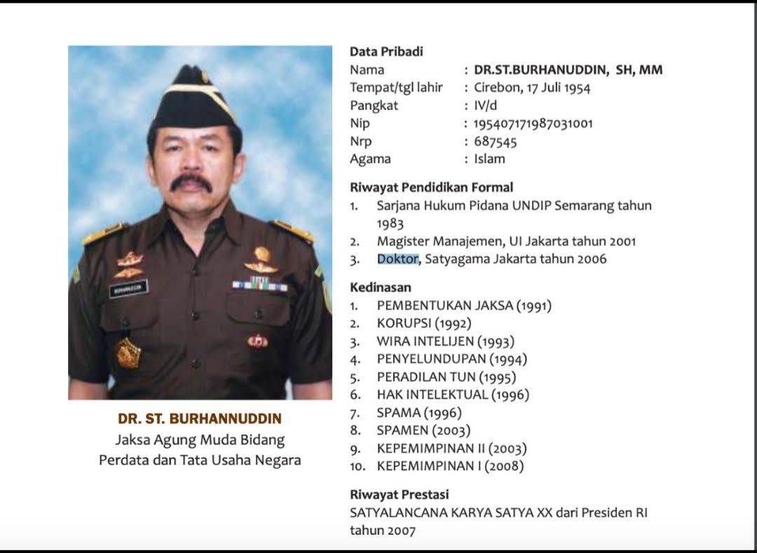 Riwayat pendidikan Jaksa Agung ST Burhanuddin yang diklarifikasi Kejagung