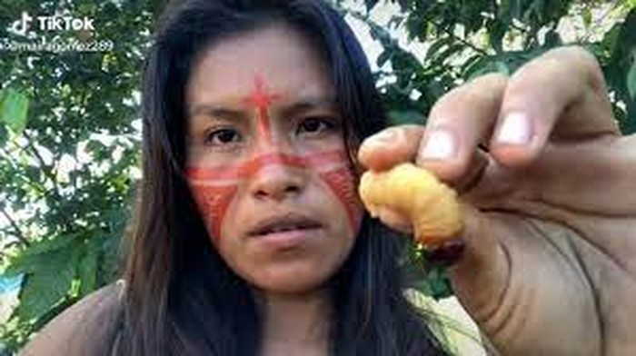 Wanita Suku Asli Brazil Ini Sukses Jadi Seleb TikTok Karena Hobi Makan Ulat