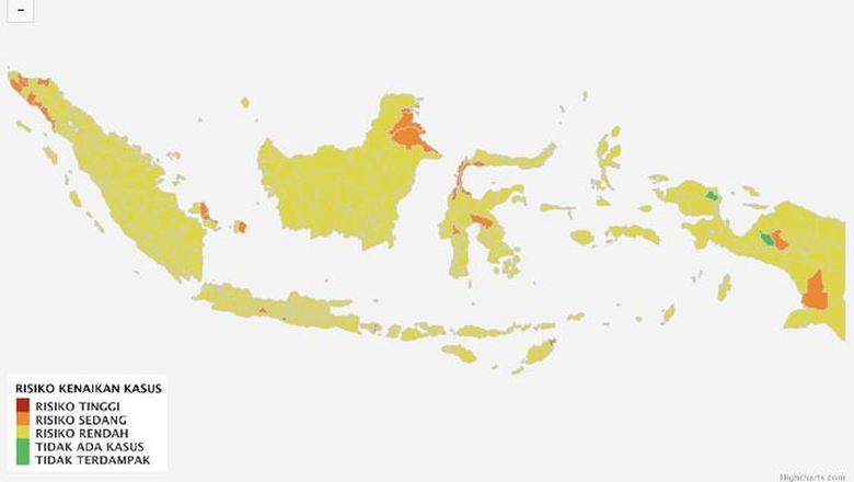 Zona risiko per 19 September Daerah yang tidak ada kasus COVID-19 akhirnya bertambah. Satuan Tugas (Satgas) Penanganan Covid-19 mencatat penambahan daerah yang berstatus zona hijau.