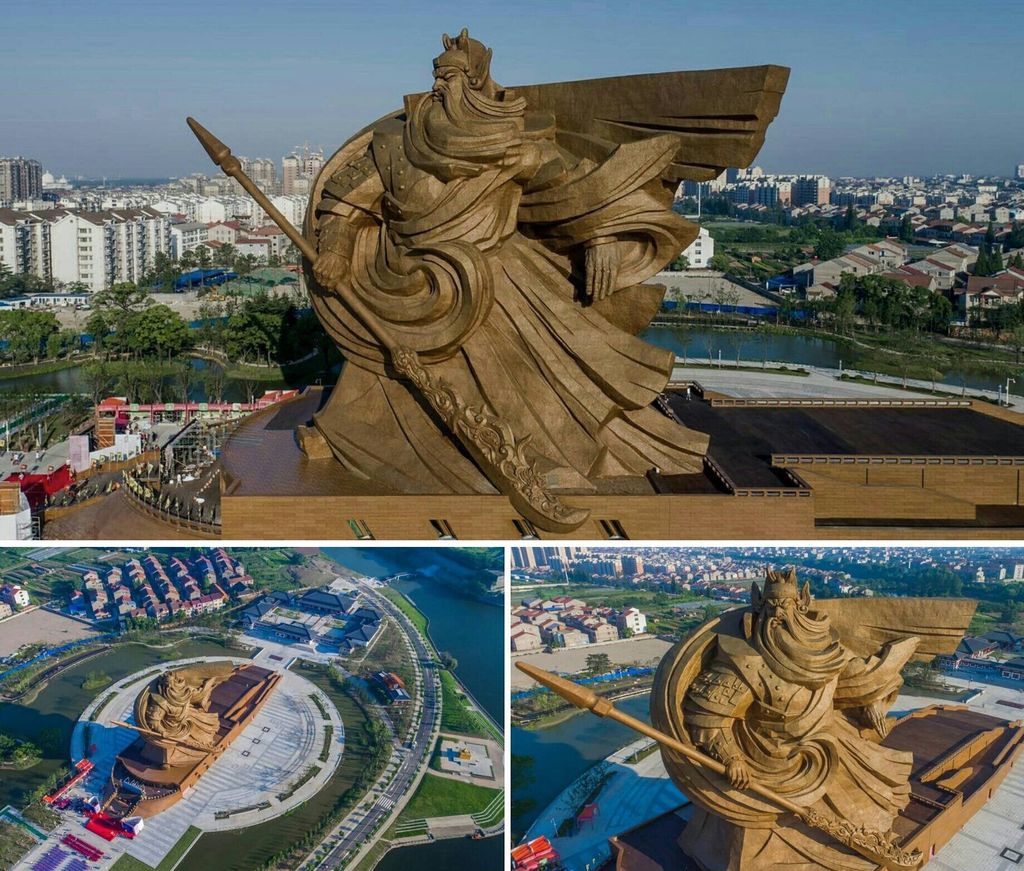 Patung Guan Yu di Jingzhou. Patung Guan Yu di Jingzhou. (Tangkapan Layar via twitter @garfxist)