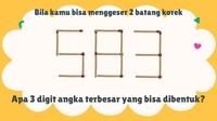 Coba angka apa yang bisa dibentuk dengan menggeser dua batang korek.