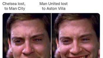 Cieee ada yang seneng nih, walapun tim favoritnya kalah. Foto: (Screenshoot Twitter).