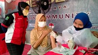 Vaksinasi itu dilakukan untuk orang tua dan juga anak-anak. Antrian warga pun mengular. Polisi dan para pemuda pemudi dari dari kalangan pelajar serta mahasiswa yang tergabung dalam komunitas Ajag Ijig 08 di Bekasi Jawa Barat, ikut membantu jalannya penyelenggaraan vaksinasi agar berjalan dengan baik.  