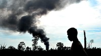Memasuki hari ke-9, api masih membara di lokasi kebakaran.